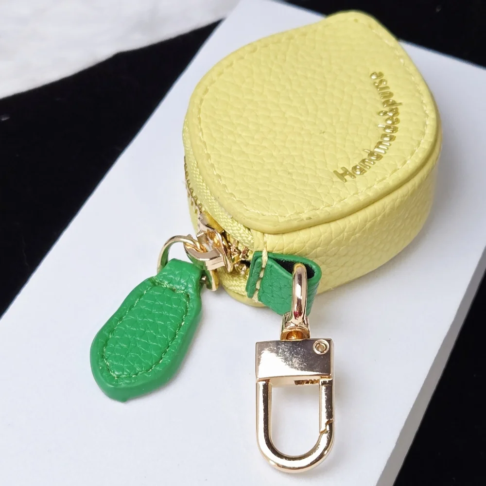 Lemon Mini Coin Purse Keychain Yellow Fruit Pouch Bag Clip Charming Playful